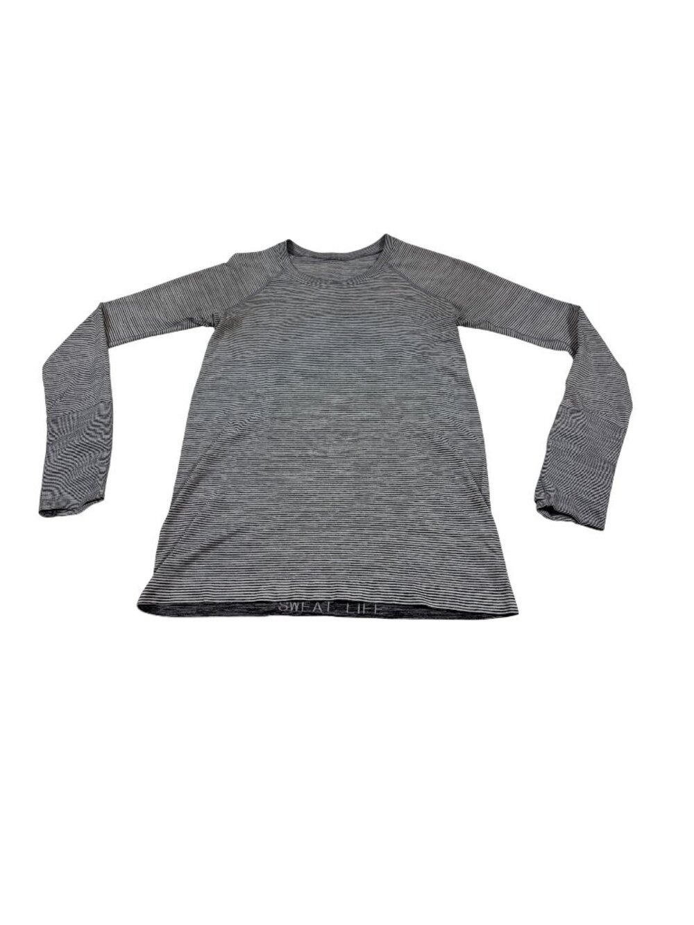 Lululemon Stripe Long-Sleeve Sweat-Life Shirt Black/White Size 8 (F812)